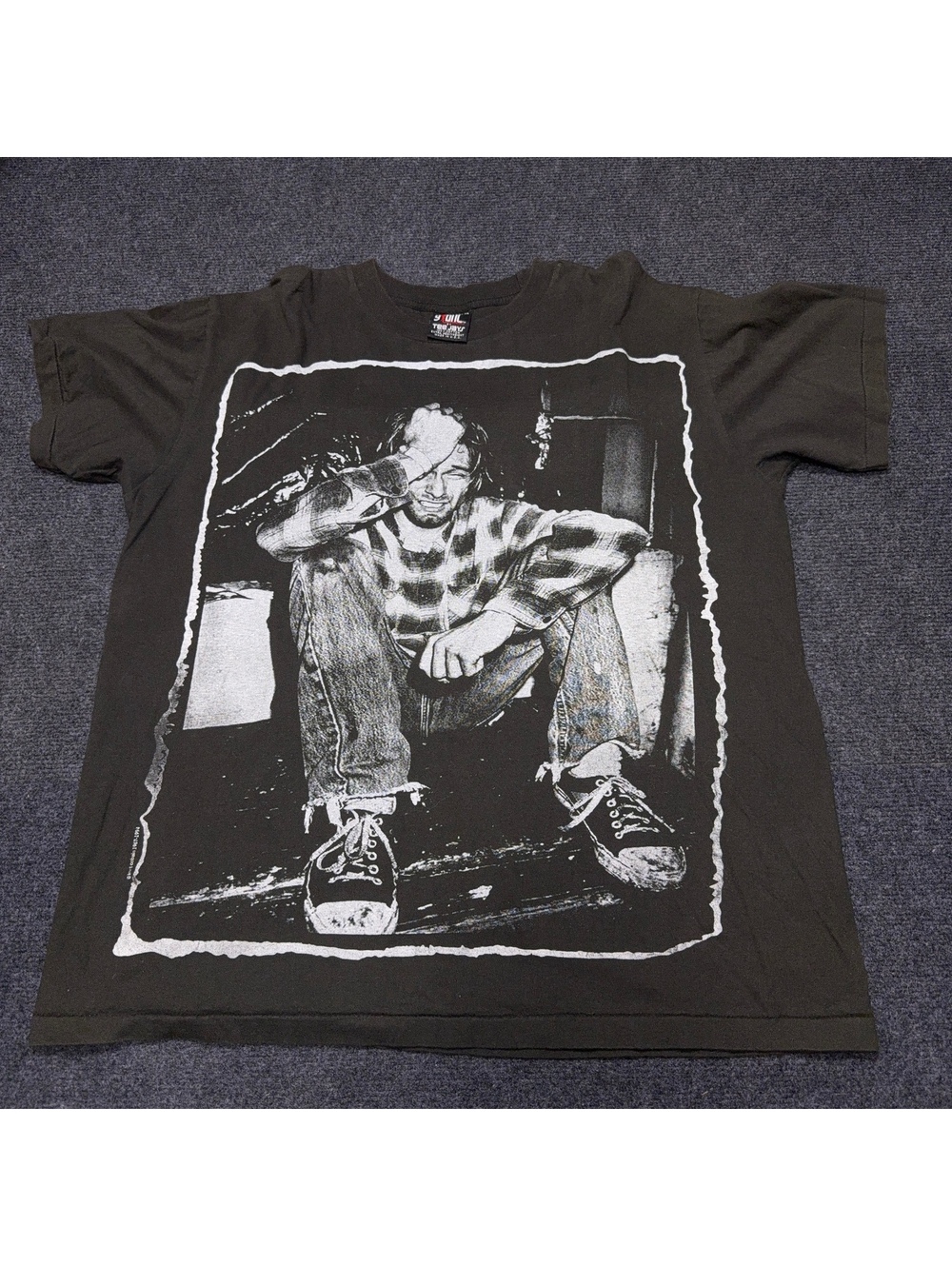 Nirvana Kurt Cobain Graphic T Shirt XL Black Giant Reprint Grunge Tee